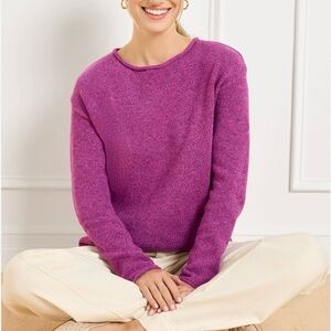 NWT Talbots Fuchsia Chunky Knit Roll Neck Sweater‎ 100% Cotton Size Medium